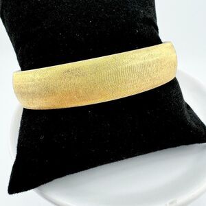 Vintage Monet Gold-Tone Hinged Bangle Bracelet Chunky Minimalist Glam Signed